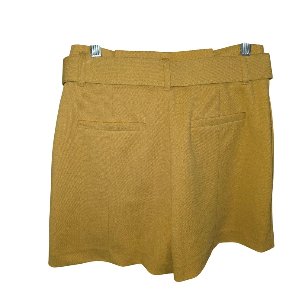 Endless Rose Mustard Yellow High Waisted Belted Tailored Shorts Buckle Small‎